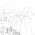 Anti-stress coloring Italian village landscape line art